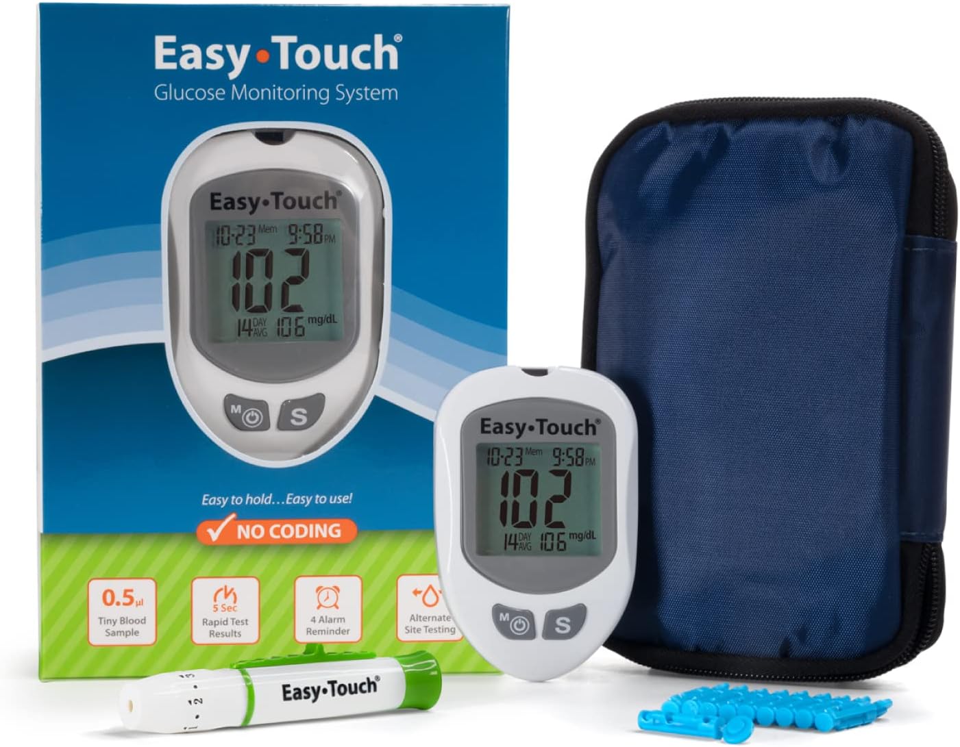 EasyTouch Glucose Monitoring System with 1 Meter, 10 Twist Lancets, 1 Lancing Device EasyTouch Glucose Monitoring System with 1 Meter, 10 Twist Lancets, 1 Lancing Device