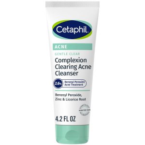 Cetaphil Gentle Clear Complexion-Clearing BPO Acne Cleanser with 2.6% Benzoyl Peroxide, Creamy and Soothing for Sensitive Skin, Suitable for All Skin Types, 4.2oz (Packaging May Vary)
