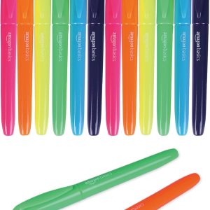 Amazon Basics Chisel Tip, Fluorescent Ink Highlighters, Assorted Colors – Pack of 12