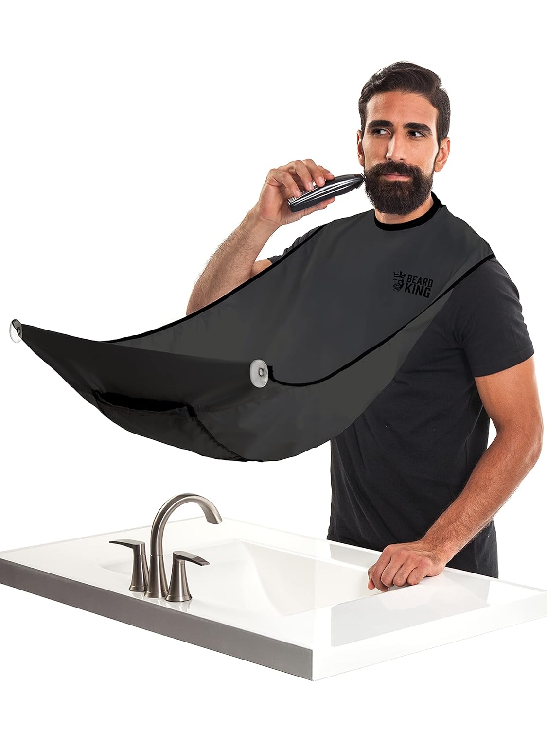 BEARD KING Beard Bib Apron – Shaving Set for Dad – As Seen on Shark Tank – Men’s Hair Catcher for Shaving – Grooming Accessories, Black BEARD KING Beard Bib Apron – Shaving Set for Dad – As Seen on Shark Tank – Men’s Hair Catcher for Shaving – Grooming Accessories, Black