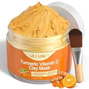 Turmeric Vitamin C Clay Mask, Brightening Hydrating Face Mask, Clay Face Mask Deep Cleansing Pores, Improves Dark Spots, Acne, Skin Care Facial Mask Tightens Skin, Evens Skin Tone, 5.29 oz