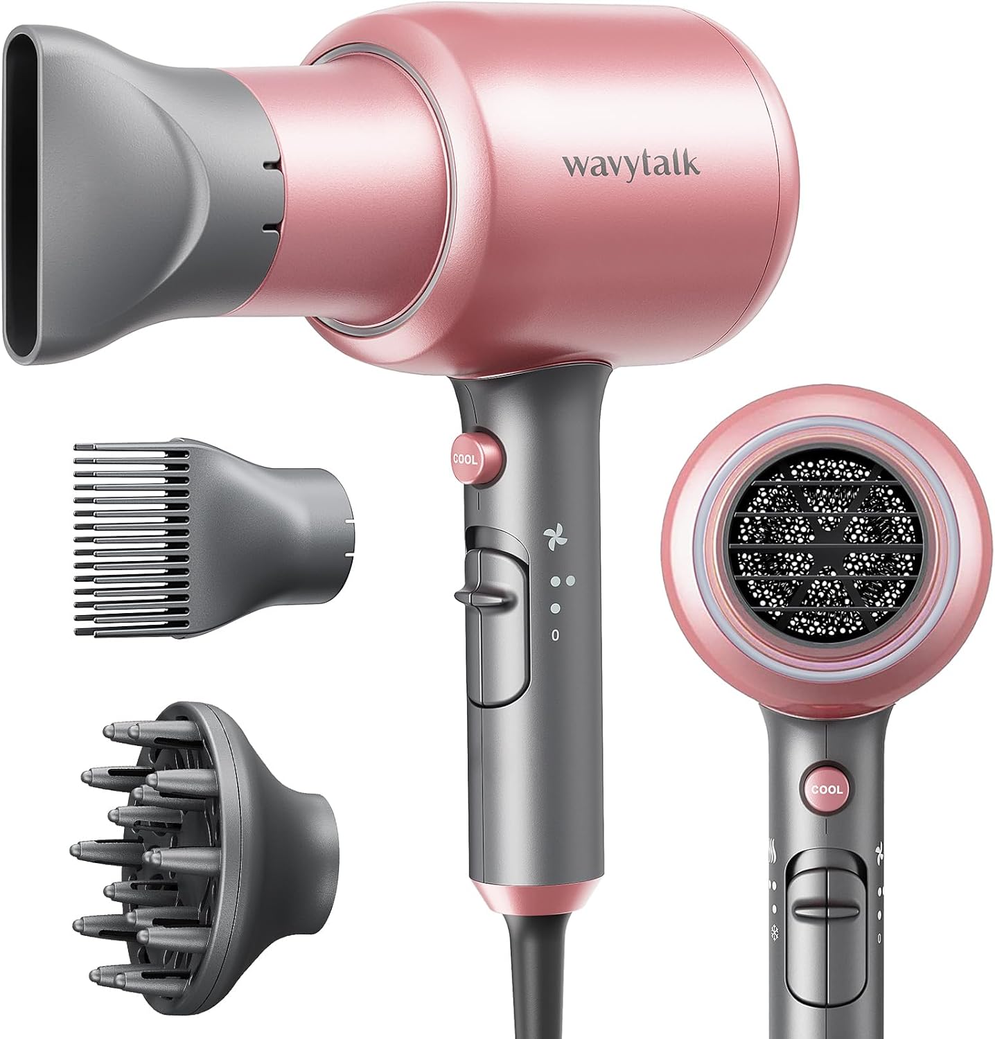 Wavytalk Professional Ionic Hair Dryer Blow Dryer with Diffuser and Concentrator for Curly Hair 1875 Watt Negative Ions Dryer with Ceramic Technology Nozzle for Fast Drying as Salon Light and Quiet Wavytalk Professional Ionic Hair Dryer Blow Dryer with Diffuser and Concentrator for Curly Hair 1875 Watt Negative Ions Dryer with Ceramic Technology Nozzle for Fast Drying as Salon Light and Quiet