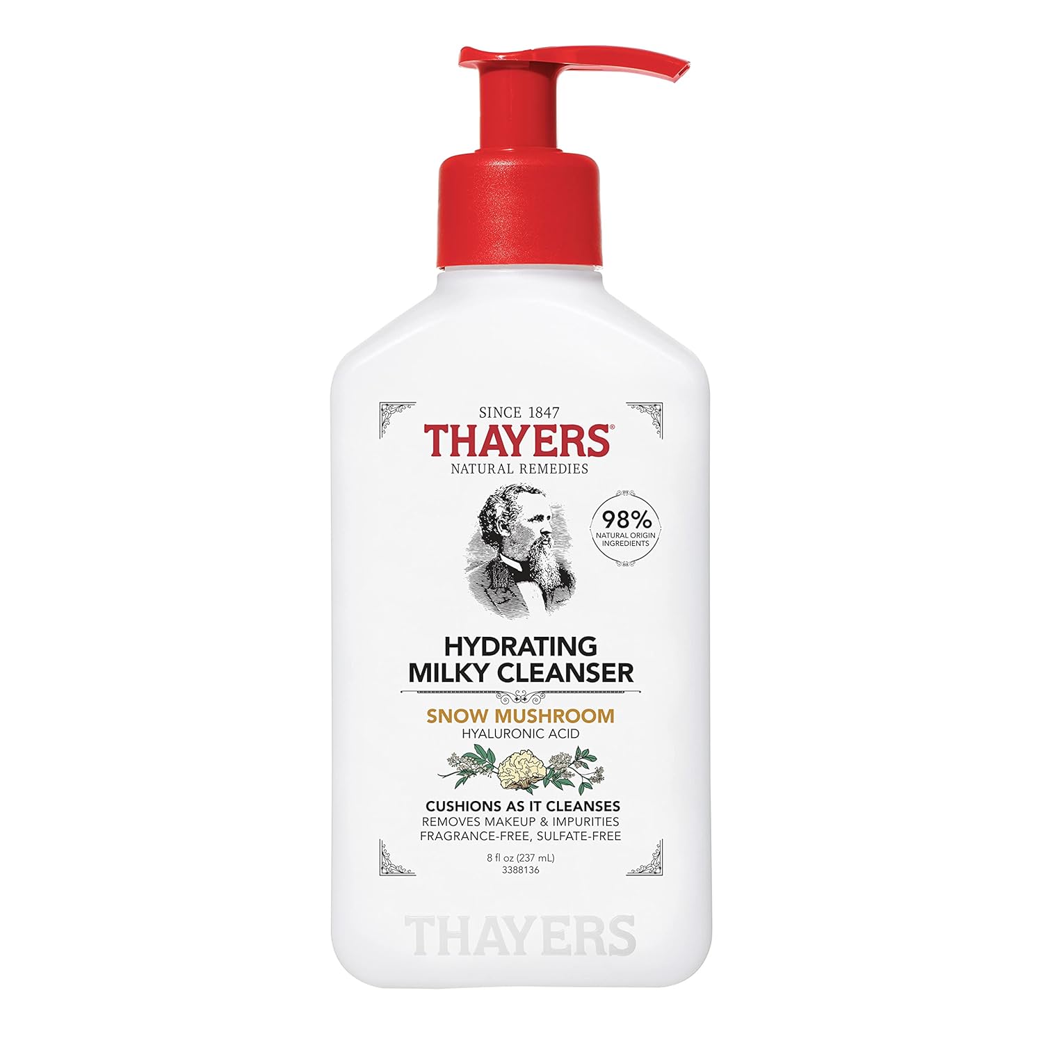 Thayers Milky Face Cleanser with Snow Mushroom, Hyaluronic Acid – Gentle, Hydrating, Dermatologist Recommended for Dry, Sensitive Skin – Paraben Free, 8 oz Thayers Milky Face Cleanser with Snow Mushroom, Hyaluronic Acid – Gentle, Hydrating, Dermatologist Recommended for Dry, Sensitive Skin – Paraben Free, 8 oz