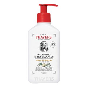 Thayers Milky Face Cleanser with Snow Mushroom, Hyaluronic Acid – Gentle, Hydrating, Dermatologist Recommended for Dry, Sensitive Skin – Paraben Free, 8 oz