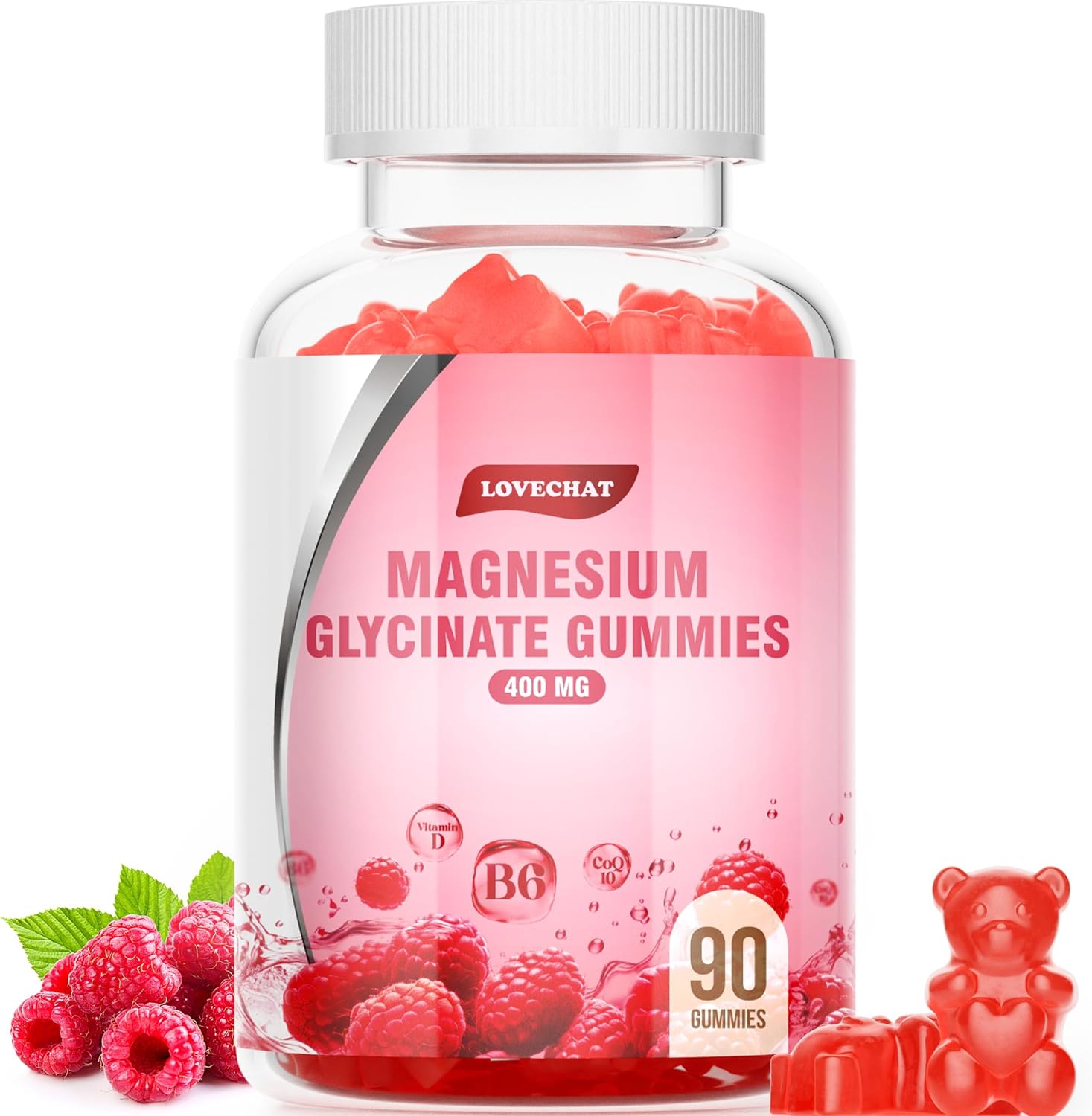 Magnesium Glycinate 400mg, 90 Magnesium Raspberry Gummies Sugar Free Potassium Magnesium Supplement with Magnesium Malate, Vitamin D, B6, and CoQ10 for Adults, Household Essentials, Travel Essentials Magnesium Glycinate 400mg, 90 Magnesium Raspberry Gummies Sugar Free Potassium Magnesium Supplement with Magnesium Malate, Vitamin D, B6, and CoQ10 for Adults, Household Essentials, Travel Essentials