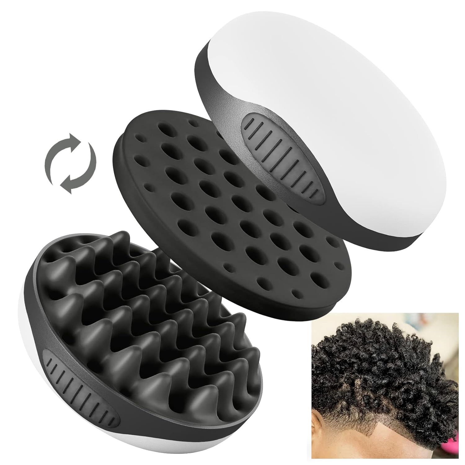 Silicone Curling Hair Brush, Twist Curl Comb for Afro Curls, Detachable Two-Sided Use Hair Wave Tool, Big Small Holes Curling Comb for Men Women Boy Girl Short Hair, Black, 1 Pcs Silicone Curling Hair Brush, Twist Curl Comb for Afro Curls, Detachable Two-Sided Use Hair Wave Tool, Big Small Holes Curling Comb for Men Women Boy Girl Short Hair, Black, 1 Pcs