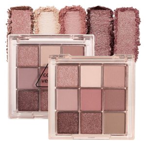 9 Colors Colorful Eyeshadow Palette Makeup,Rose Gold Brown Nude Purple Matte Shimmer Neutral Eye Shadow Powder Palette,Highly Pigmented Naturing-Looking Long Lasting Waterproof