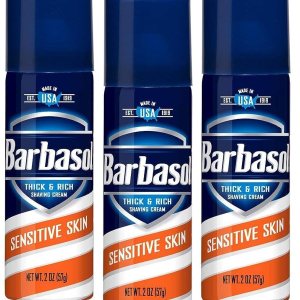 Barbasol Shave Cream Sensitive Skin Travel size 2 oz (Pack of 3)