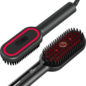 TYMO Upgraded Hair Straightener Brush – Ionic Plus Straightening Brush with Dense Bristles, 16 Temps, Dual Voltage | Heat Brush Straightener for Women | Flat Iron Comb for Thick Curly Hair