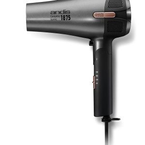 Andis 80280 Fold-n-go 1875 Watt Ceramic Ionic Dryer, Retractable Cord, Lightweight with Professional Blowout Results, Quick Drying Blow Dryer, Black/Silver