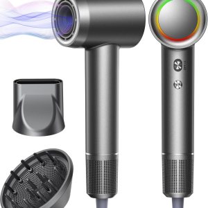 Hair Dryer, 160000 RPM Professional High-Speed Blow Dryer 500 Millions Negative Ionic Care Hair Dryer for Fast Drying, Low Noise Thermo-Control Hairdryer, Travel with Magnetic Diffuser & Nozzle