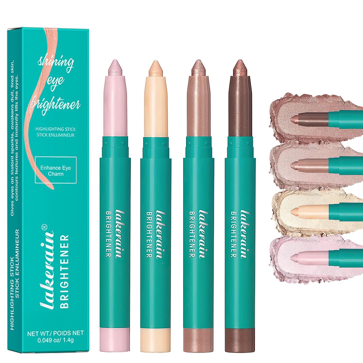 Eye shadow Brightener Stick 4Pcs, Eyeshadow Stick Set, Eye Brightener Stick, Waterproof Glitter Highlighter Makeup Eye Liner, Shimmer Creamy Long Lasting Eye Shadow Pencils Eye shadow Brightener Stick 4Pcs, Eyeshadow Stick Set, Eye Brightener Stick, Waterproof Glitter Highlighter Makeup Eye Liner, Shimmer Creamy Long Lasting Eye Shadow Pencils