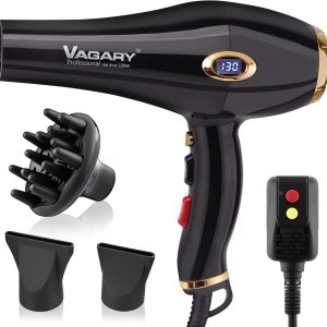 VAGARY 6685G Professional Salon Hair Dryer 2200w with Icd Display,Negative Ionic Blow Dryer,Powerful AC Motor Blow Dryer,Low Noise Hair Dryers,2 Speeds and 2 Heat Settings 1 Cold Button