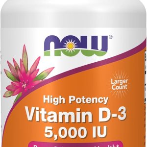 NOW Supplements, Vitamin D-3 5,000 IU,High potency, Structural Support*, 240 Softgels