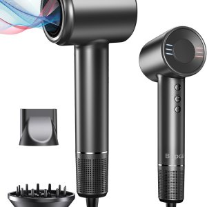 Hair Dryer with Diffuser, 120000RPM Blow Dryer with Ionic, Travel Fast Drying Hairdryer, Professional Dryer with 4 Temperatures & 3 Speeds, Lightweight and Quiet with 6ft Cord