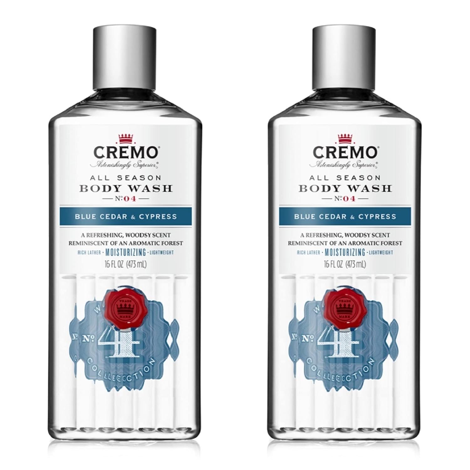 Cremo Rich-Lathering Blue Cedar & Cypress Body Wash, A Woodsy Scent with Notes of Lemon Peel, Cypress and Cedar, 16 Fl Oz (2-Pack) Cremo Rich-Lathering Blue Cedar & Cypress Body Wash, A Woodsy Scent with Notes of Lemon Peel, Cypress and Cedar, 16 Fl Oz (2-Pack)