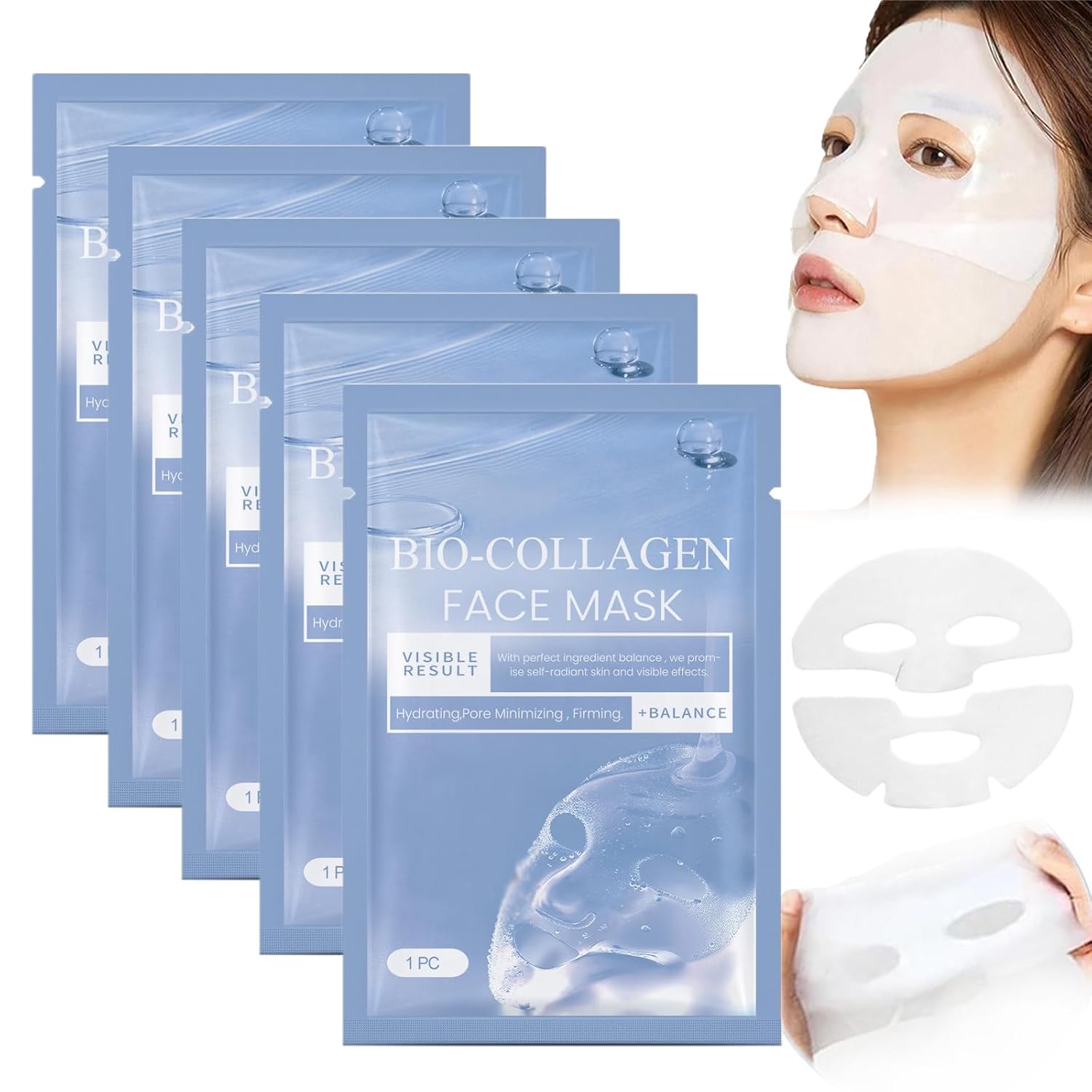 5Pc Bio-Collagen Real Deep Mask Anti Wrinkle Lifting Face Mask, Pure Collagen Films, Korean Deep Hydrating Firming Overnight Hydrogel Mask for Elasticity Wrinkle and Fine Lines Beauty 5Pc Bio-Collagen Real Deep Mask Anti Wrinkle Lifting Face Mask, Pure Collagen Films, Korean Deep Hydrating Firming Overnight Hydrogel Mask for Elasticity Wrinkle and Fine Lines Beauty