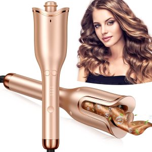 Automatic Curling Iron, Professional Anti-Tangle Automatic Hair Curler with 1″ Curling Iron Large Slot & 4 Temperature & 3 Timer, Dual Voltage Rotating Curling Iron with Auto Shut-Off for Hair Styling