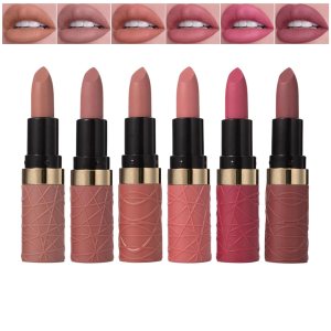 Nude Matte Lipstick Sets for Women 6PCS Long Lasting Waterproof Lipstick Natural Labiales Velvet Lip Stick Nude Lip Makeup Gift Sets(Nude,Brown,Pink,Purple,Rose Red,Mauve)