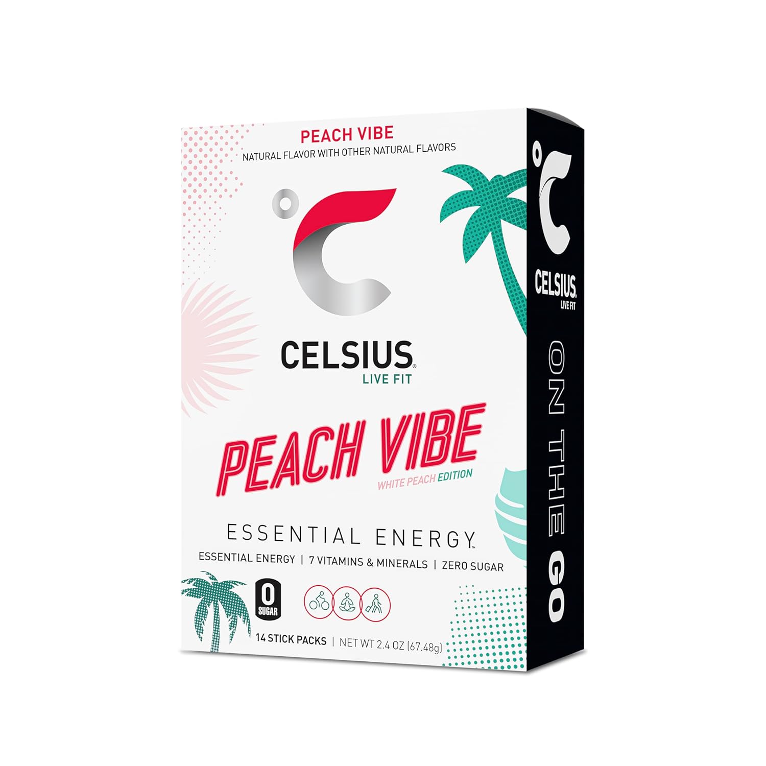 CELSIUS® On-the-Go Powder Sticks Peach Vibe, Essential Energy 2.6 Oz (14 Sticks per Pack) CELSIUS® On-the-Go Powder Sticks Peach Vibe, Essential Energy 2.6 Oz (14 Sticks per Pack)