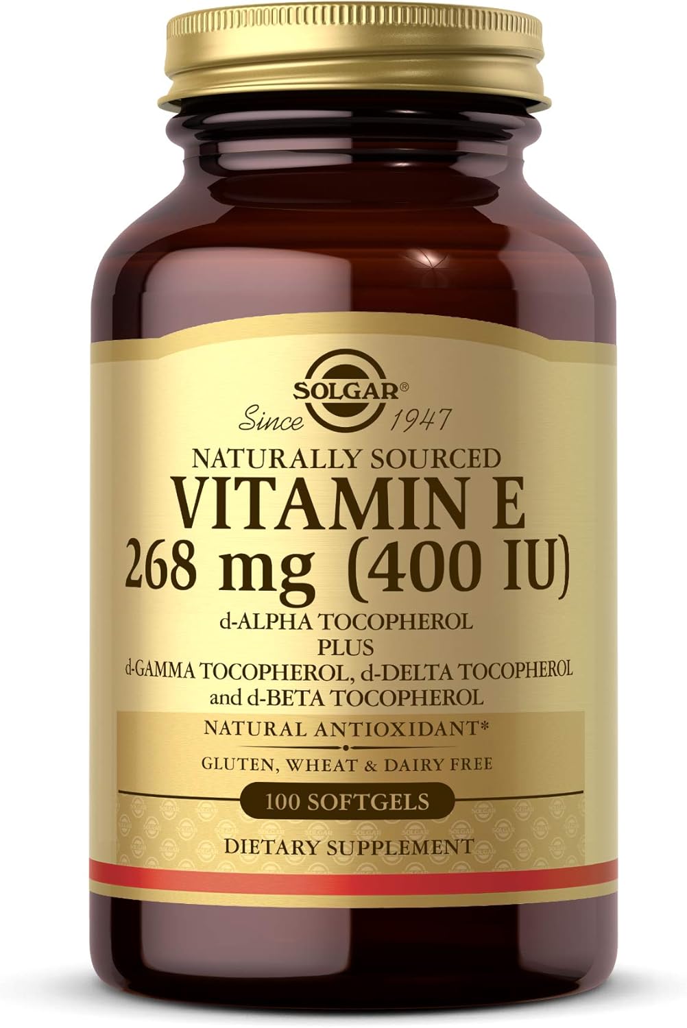 Solgar Vitamin E 268 MG (400 IU) (d-Alpha Tocopherol & Mixed Tocopherols), 100 Softgels – Supports Immune System & Skin Nutrition – Natural Antioxidant – Gluten Free, Dairy Free – 100 Servings Solgar Vitamin E 268 MG (400 IU) (d-Alpha Tocopherol & Mixed Tocopherols), 100 Softgels – Supports Immune System & Skin Nutrition – Natural Antioxidant – Gluten Free, Dairy Free – 100 Servings