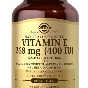 Solgar Vitamin E 268 MG (400 IU) (d-Alpha Tocopherol & Mixed Tocopherols), 100 Softgels – Supports Immune System & Skin Nutrition – Natural Antioxidant – Gluten Free, Dairy Free – 100 Servings