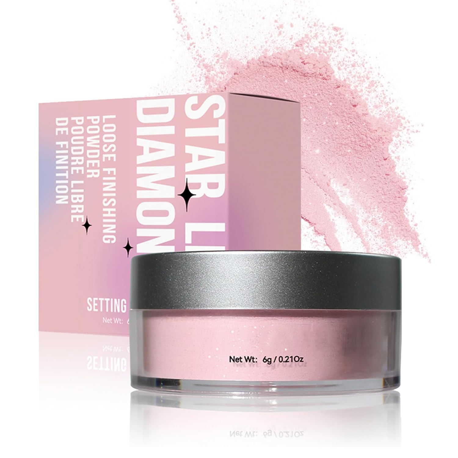 Pink Translucent Setting Powder Shimmer Glitter Loose Setting Powder Oil Control Matte Finishing Setting Face Powder Makeup for All Skin Tones Pink Translucent Setting Powder Shimmer Glitter Loose Setting Powder Oil Control Matte Finishing Setting Face Powder Makeup for All Skin Tones