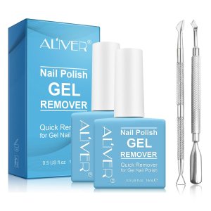 2 Pack Gel Nail Polish Remover, Gel Polish Remover for Nails, Easily Magic Soak-Off Gel Polish in 2-5 Minutes – Safe, No Need For Foil, Soaking Or Wrapping (with 1 Cuticle Pusher and Nail Scraper)