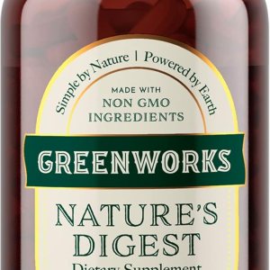 Greenworks Nature’s Digest – Advanced Daily Digestive Support for A Healthy Gut and Microbiome – Shelf Stable – Organic, Vegan, Non-GMO (60 Capsules)