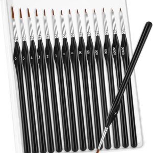 15Pcs Detail Thin Paint Brush, Miniature Paint Brushes Set with Triangular Handles for Acrylic, Watercolor, Crafts, Models Crafts and Canvas Painting