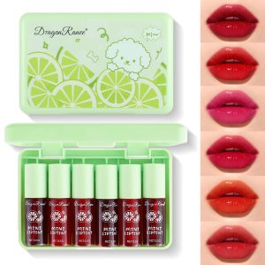 6-Color Korean Velvet Lip Tint Set – Waterproof, Vivid Color, Long Lasting Lip Gloss & Cheek Stain