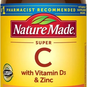Nature Made Super C with Vitamin D3 and Zinc, Dietary Supplement for Immune Support, 60 Tablets, 60 Day Supply