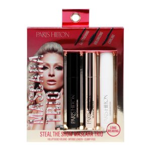 Paris Hilton Steal The Show Mascara Trio – Clump-Free Black Mascara – Long Wearing Lengthening, Volumizing, Curling Mascara – Gifts for Women – 3 pcs