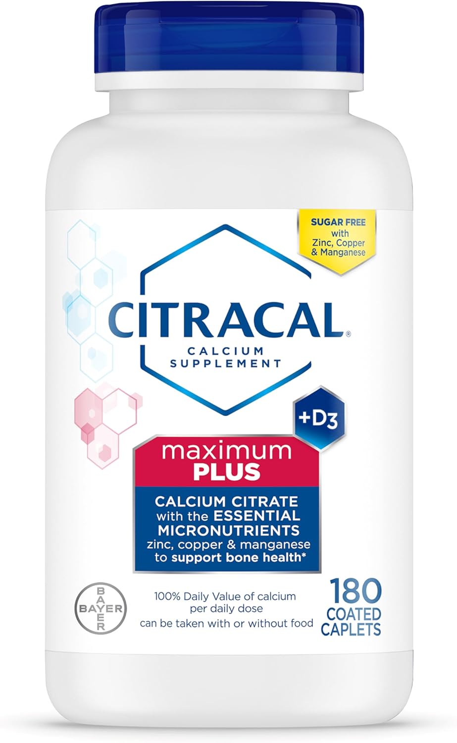 Citracal Maximum Plus, 650 mg Calcium Citrate, easily absorbed and highly soluble with 25 mcg (1000 IU) Vitamin D3, Bone Health Support, Calcium Supplement for Ages 12+, 180 Count Citracal Maximum Plus, 650 mg Calcium Citrate, easily absorbed and highly soluble with 25 mcg (1000 IU) Vitamin D3, Bone Health Support, Calcium Supplement for Ages 12+, 180 Count