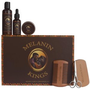 Beard Oil Kit for Black Men – Specific Formulas for Black Men – Ancient African Natural Ingredients | Beard Wash | Beard Oil | Beard Balm | Beard Brush | Beard Comb | Trimming Scissors |