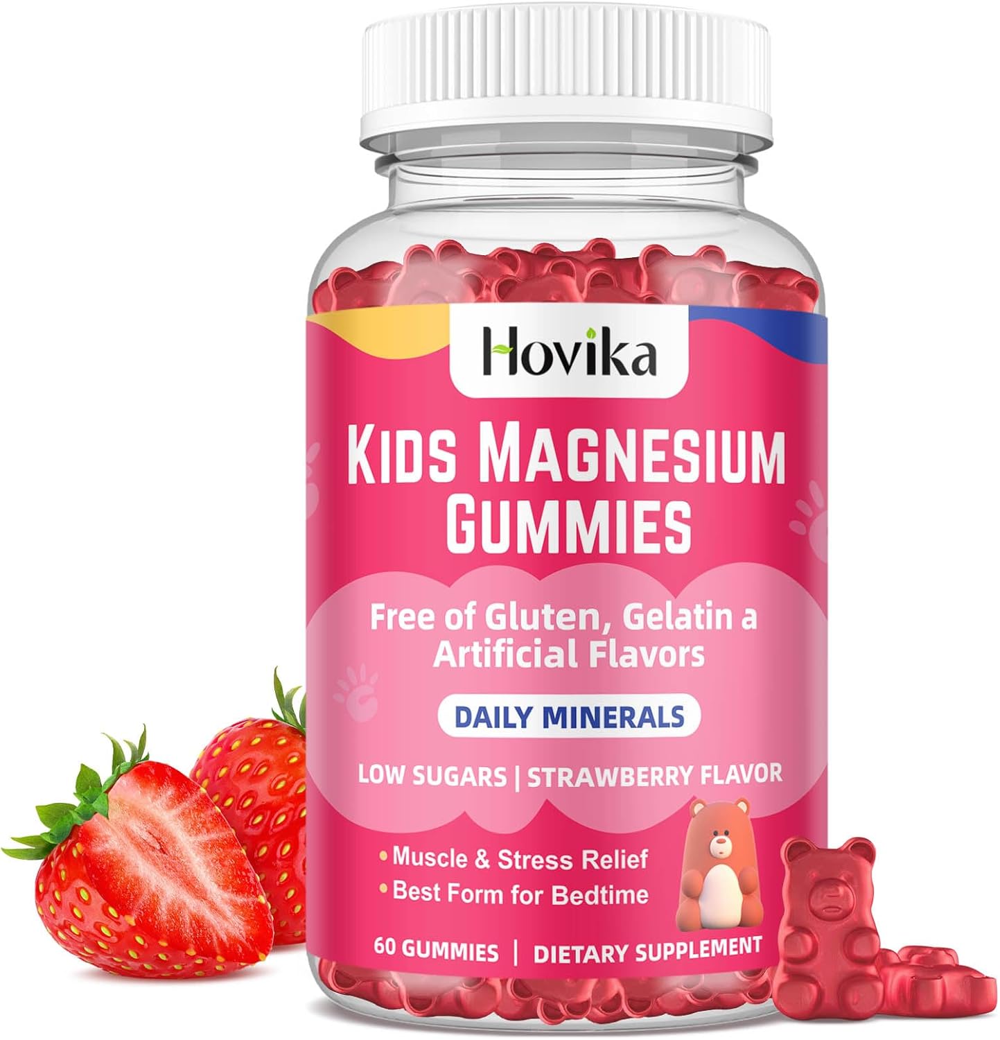 Magnesium Gummies for Kids – Magnesium Citrate + Vitamin B6 & D3 – Great Tasting Kids Magnesium Calm Gummies for Nerve Bone and Muscle Health for Kids Wellness, Vegan Strawberry Flavor 60 Count Magnesium Gummies for Kids – Magnesium Citrate + Vitamin B6 & D3 – Great Tasting Kids Magnesium Calm Gummies for Nerve Bone and Muscle Health for Kids Wellness, Vegan Strawberry Flavor 60 Count