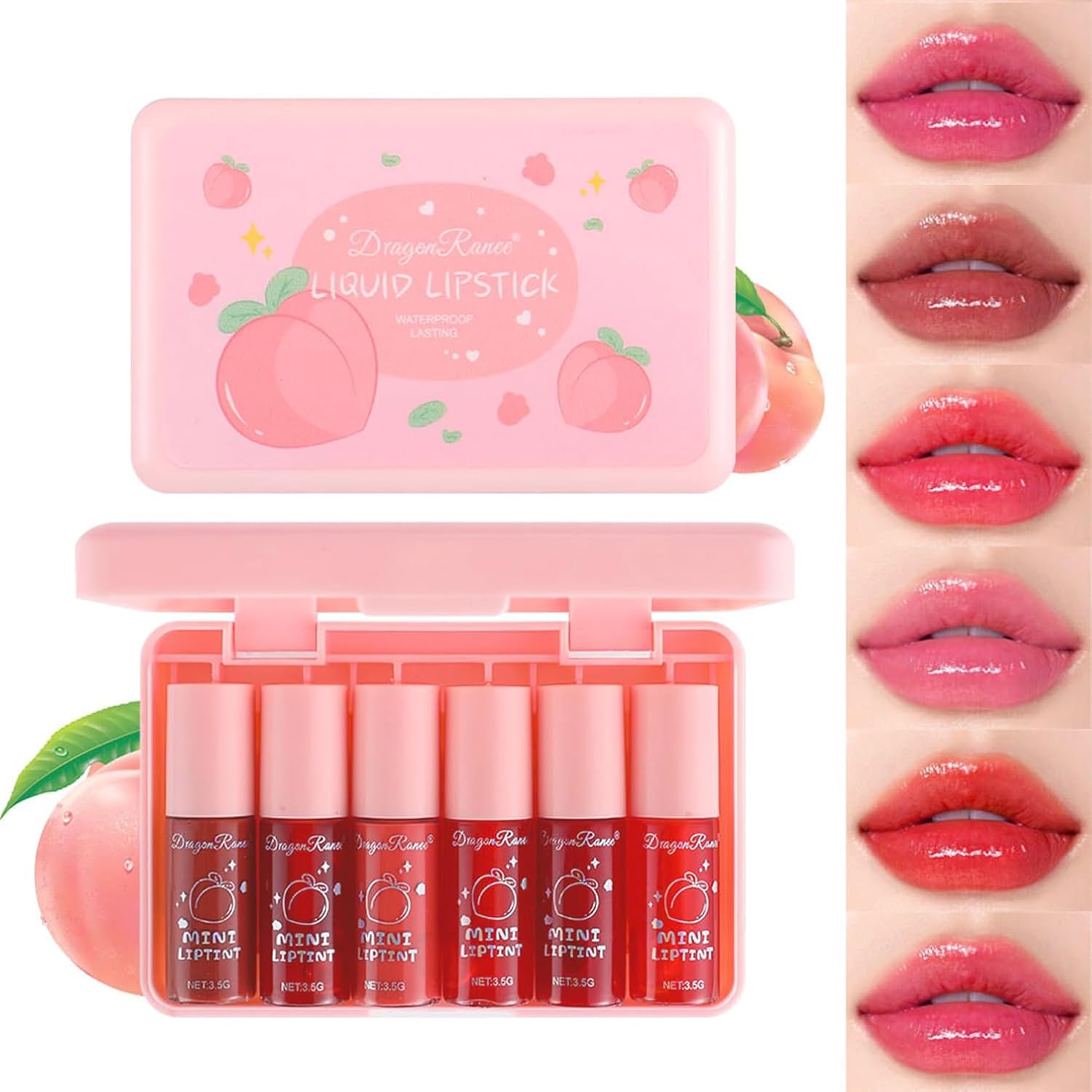 6 Colors Peach Lip Tint Stain Set, Matte Velvet Lip Tint Korean Lip Gloss Waterproof Long Lasting Multi-use Mini Liquid Lipstick, Lightweight, Vivid Color, Lip Tint Makeup 6 Colors Peach Lip Tint Stain Set, Matte Velvet Lip Tint Korean Lip Gloss Waterproof Long Lasting Multi-use Mini Liquid Lipstick, Lightweight, Vivid Color, Lip Tint Makeup