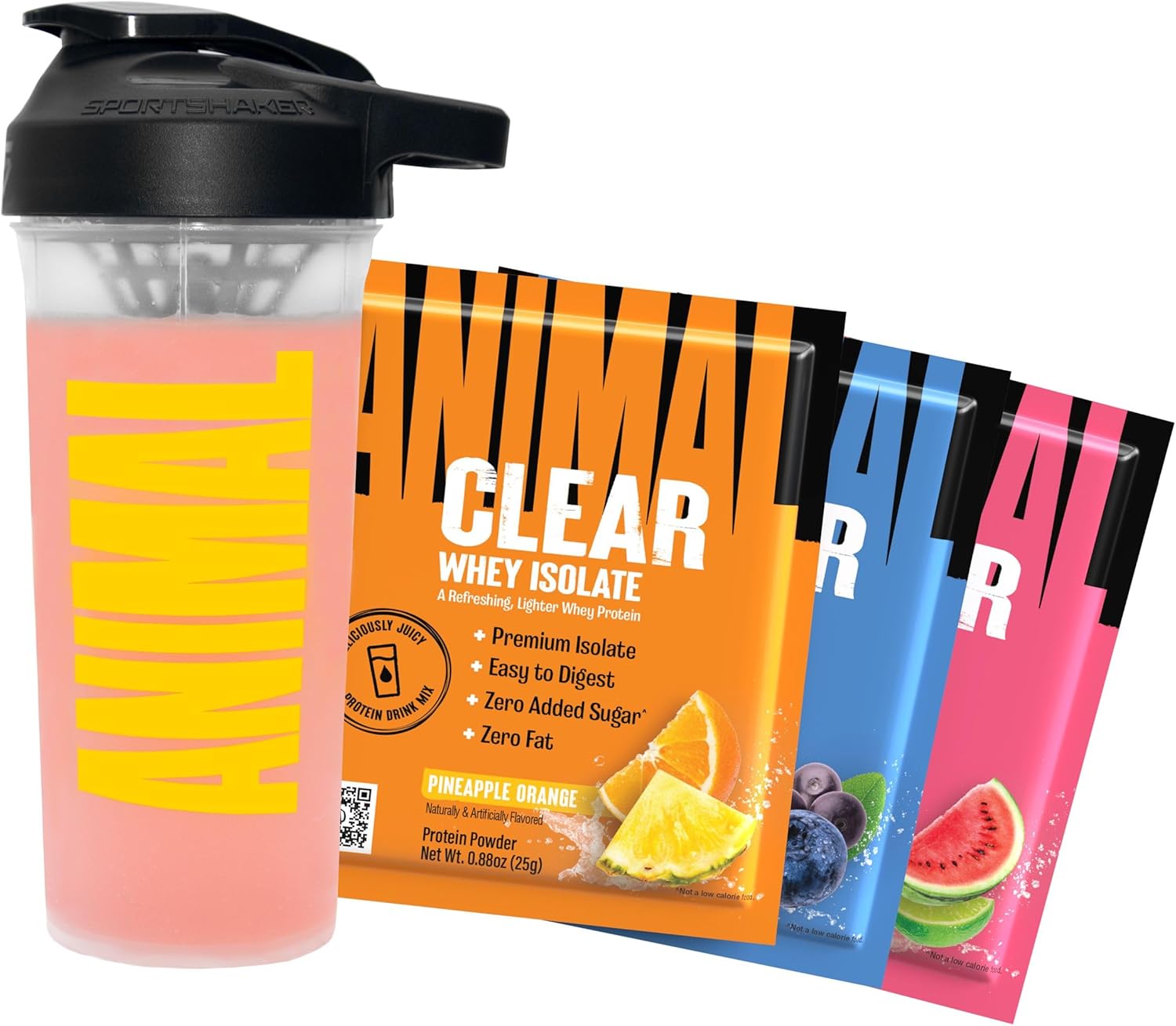 Animal Clear Whey Protein Isolate Sampler Pack & Shaker Bottle – Deliciously Juicy 20g Protein, Watermelon Limeade, Blueberry Acai, Pineapple Orange, 3 Single-Serving Packets Animal Clear Whey Protein Isolate Sampler Pack & Shaker Bottle – Deliciously Juicy 20g Protein, Watermelon Limeade, Blueberry Acai, Pineapple Orange, 3 Single-Serving Packets