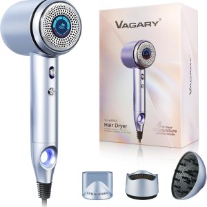 VAGARY 6696B Professional Ionic Hair Dryer, Powerful Motor 30000RPM Fast Drying Low Noise Small Blow Dryer with Multiple Modes Precise Temperature Control for Home Salon Travel
