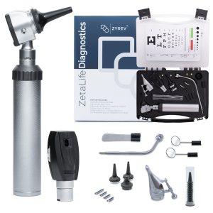 Zyrev Otoscope Oph Diagnostic Set – 34 Piece Medical and Nursing Student Otoscope/Opthalmoscope Kit – with Plastic Case for Educational and Professional Settings (Advanced)