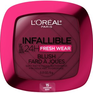 L’Oreal Paris Infallible Up to 24H Fresh Wear Soft Matte Blush, Blendable, Long-Lasting and Waterproof Cheek Make Up, Legendary Berry 15, 0.31 Oz