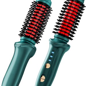 Cordless Portable Curling Iron Brush for Women,Instant Hair Curler Brush Styling Comb with Extra Long Tourmaline Ceramic Barrel,Portable Hair Curling Iron Brush for Travel (Blue)