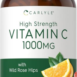 Carlyle Vitamin C 1000mg | 300 Vegetarian Caplets | Ascorbic Acid with Wild Rose HIPS | High Strength Formula | Non-GMO and Gluten Free Supplement