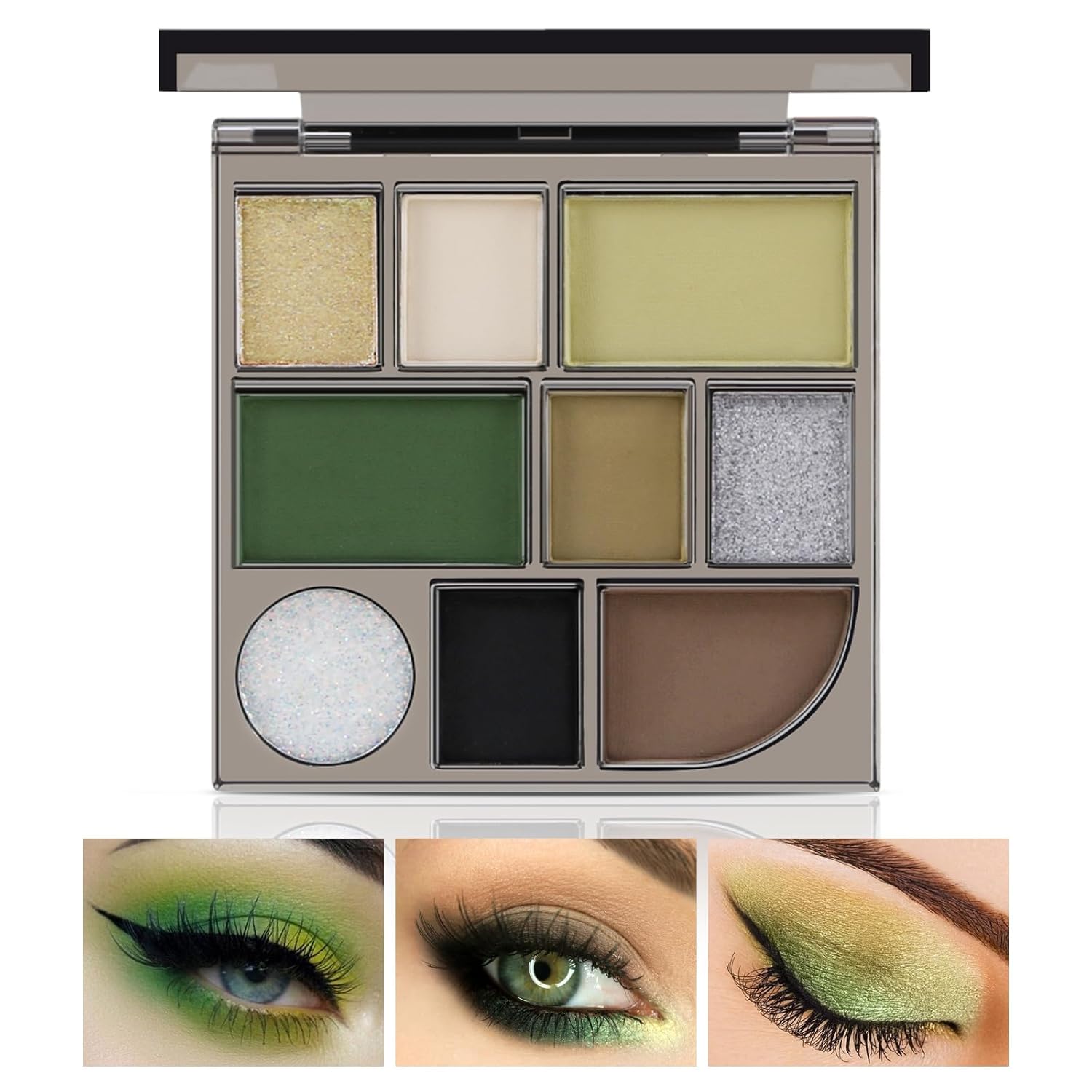 Boobeen Green Smoky Eyeshadow Palette, 9 Colors Eye Shadow Powder for Women, Matte Glitter Eyeshadow Makeup with Long Lasting Color Boobeen Green Smoky Eyeshadow Palette, 9 Colors Eye Shadow Powder for Women, Matte Glitter Eyeshadow Makeup with Long Lasting Color