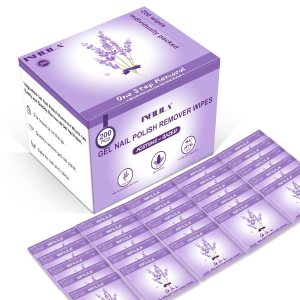 NXJ INFILILA Nail Polish Remover Pads, 200PCS Quick Gel Polish Remover for Nails, Acetone Nail Polish Remover Pads, Individually Wrapped Gel Nail Polish Remover(Lavender Fragrance)