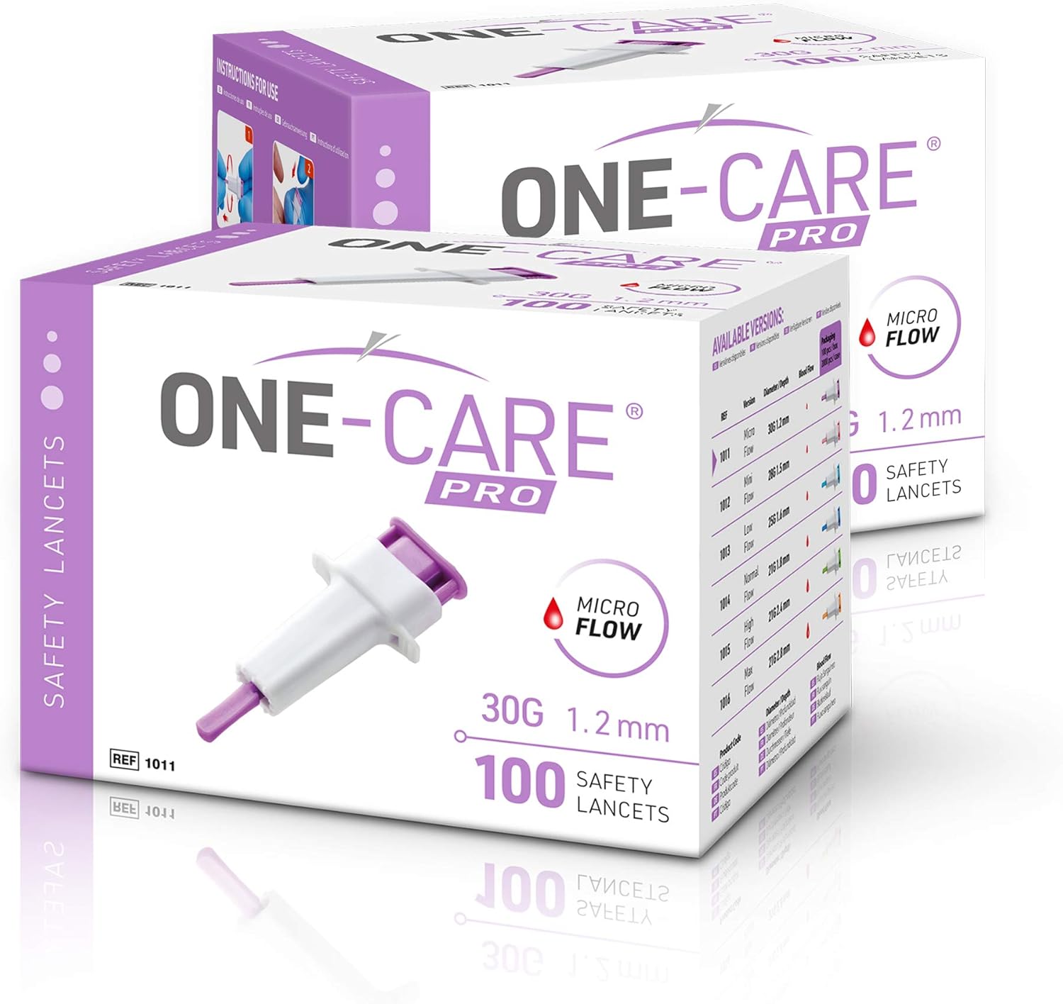 MediVena ONE-CARE PRO Safety Lancets, Top Push Button Activated, 30G x 1.2mm, 100/bx, Sterile, Gentle & Comfortable Sampling MediVena ONE-CARE PRO Safety Lancets, Top Push Button Activated, 30G x 1.2mm, 100/bx, Sterile, Gentle & Comfortable Sampling