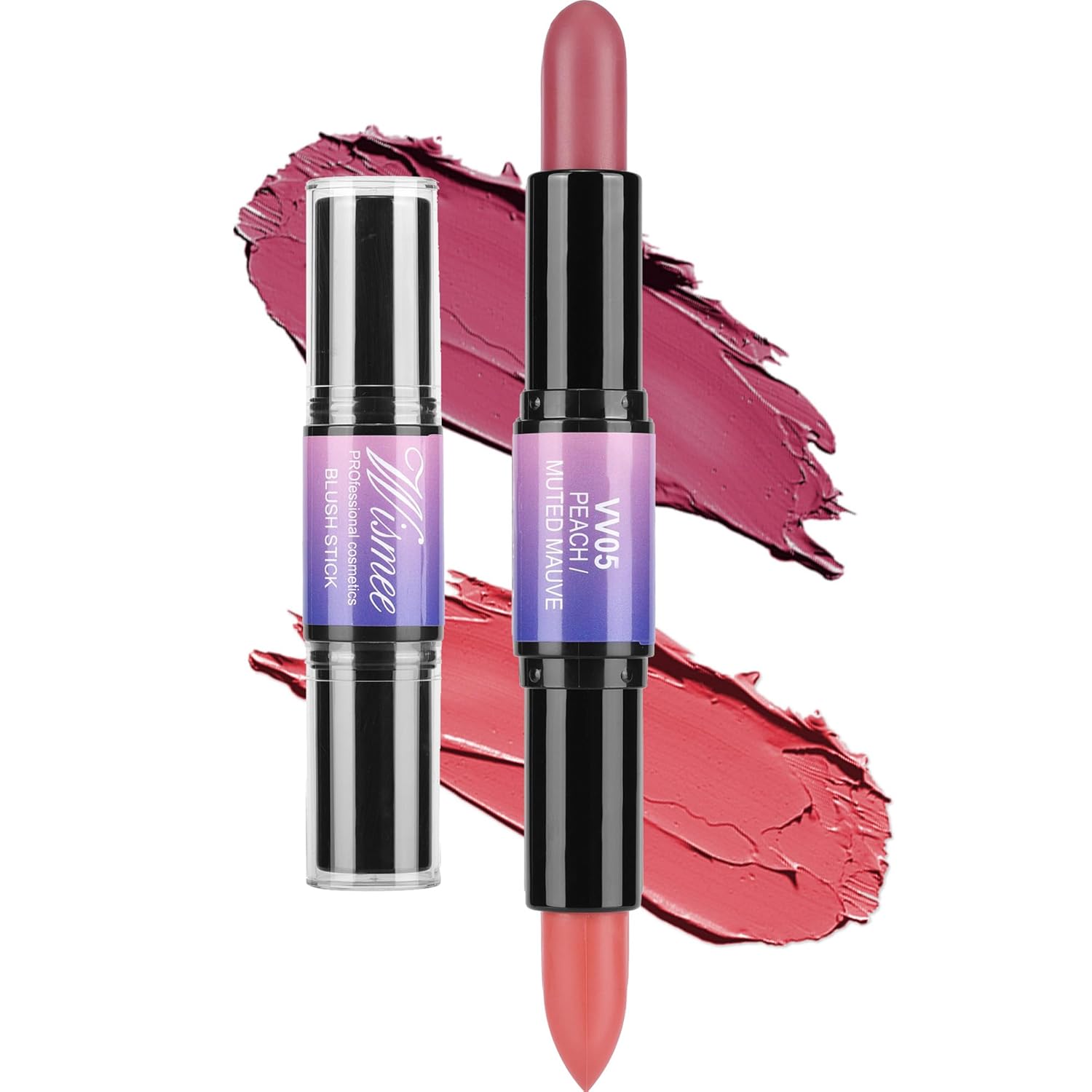 Dual-Ended Cream Blush Stick,Cream Blush Makeup Stick,Buildable Blush Stick for Cheeks Long Wearing,Easy Application,Lightweight Multi Stick,Plum & Peach Dual-Ended Cream Blush Stick,Cream Blush Makeup Stick,Buildable Blush Stick for Cheeks Long Wearing,Easy Application,Lightweight Multi Stick,Plum & Peach