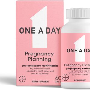 One A Day Pregnancy Planning Prenatal Multivitamin for Women, Pre Pregnancy Vitamins for Women with Methylfolate, Folic Acid, Zinc, Vitamin B12 & Vitamin D to Support Reproductive Health, 60 Tablets