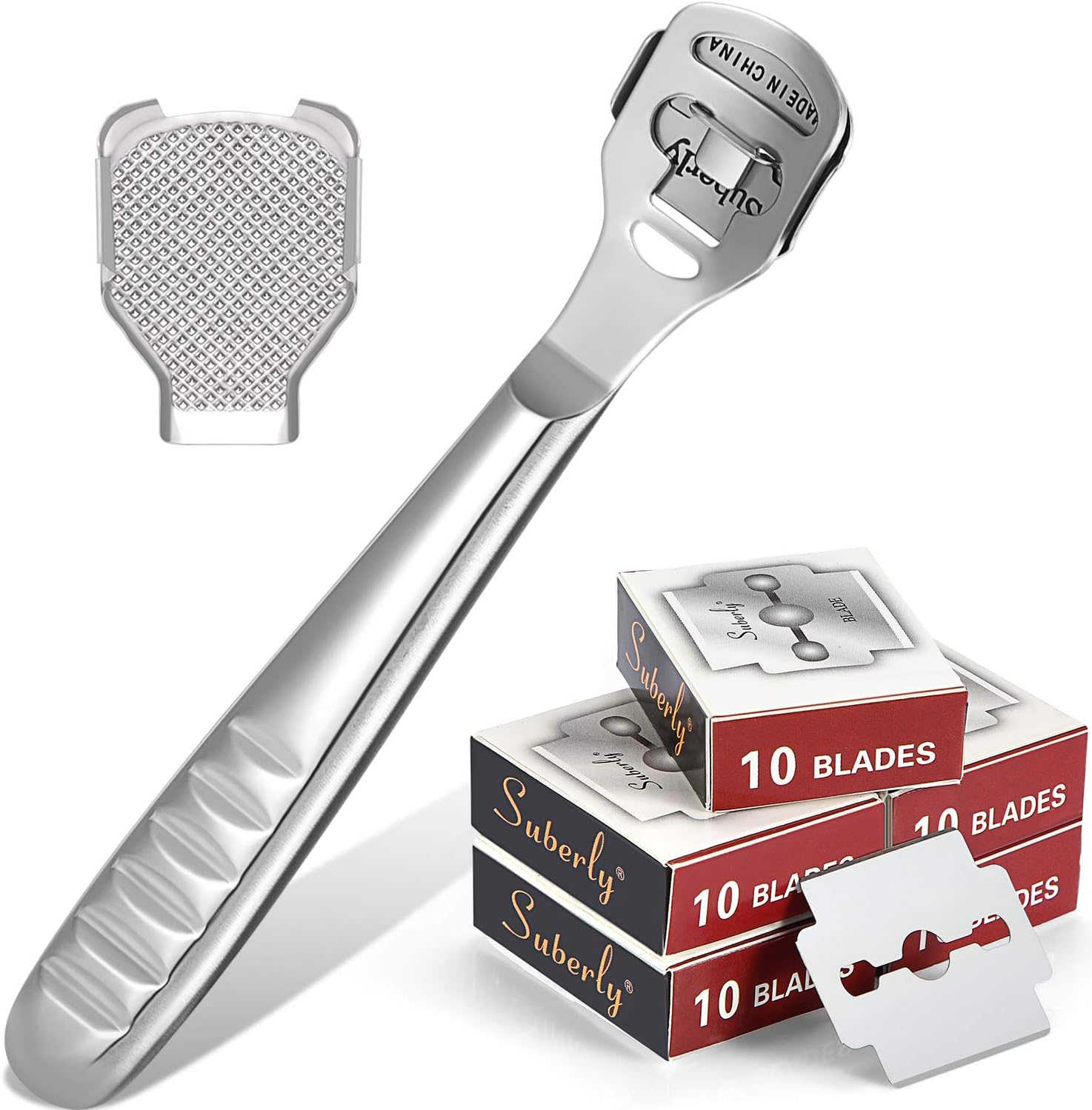 52 Pieces Callus Shaver Set, 50 Replacement Slices Blades 1 Stainless Steel Callus Shaver and 1 Foot File Head Foot Care Tools Hard Dry Skin Remover for Hand Feet 52 Pieces Callus Shaver Set, 50 Replacement Slices Blades 1 Stainless Steel Callus Shaver and 1 Foot File Head Foot Care Tools Hard Dry Skin Remover for Hand Feet