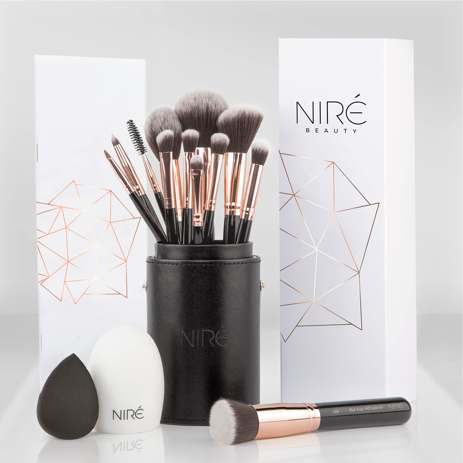 Beauty 15piece Award Winning Professional Makeup Brush Set: Vegan Makeup Brushes with Case, Makeup Sponge, Brush Cleaner, Guide, Gift Box Beauty 15piece Award Winning Professional Makeup Brush Set: Vegan Makeup Brushes with Case, Makeup Sponge, Brush Cleaner, Guide, Gift Box